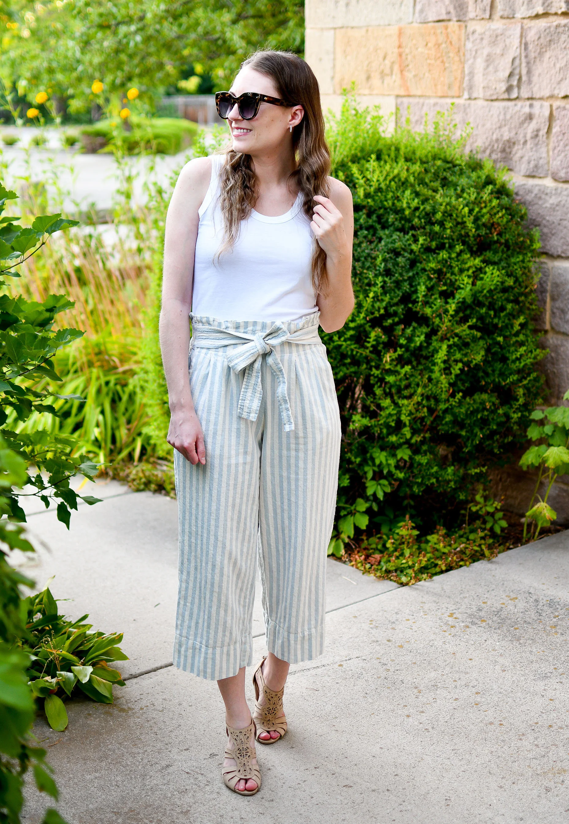 Striped paperbag clearance pants